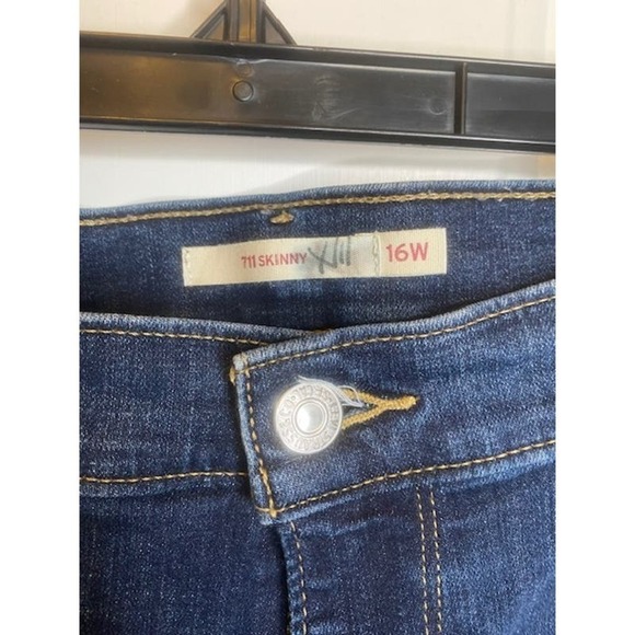 Levis 711 Skinny Womens Denim Jeans Size 16 W Dark Wash Cotton Stretch Pockets - Picture 6 of 6